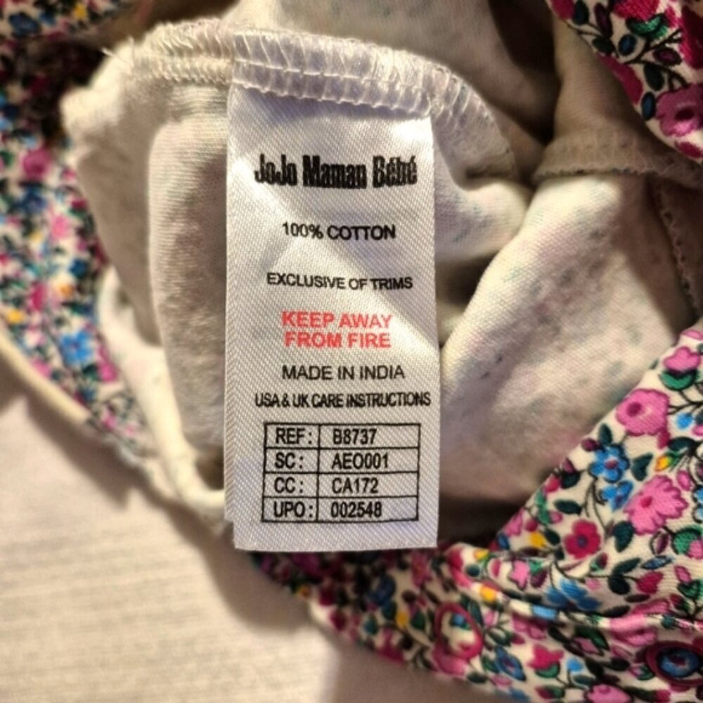 Jojo Maman Bébé girls size 3-6 months floral bodysuit EUC - Picture 6 of 6
